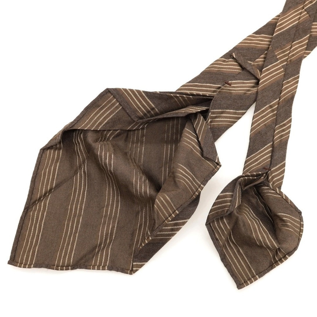 TIE YOUR TIE(タイユアタイ)の【中古】タイユアタイ TIE YOUR TIE ストライプ セッテピエゲ シルク ネクタイ ブラウン【メンズ】 メンズのファッション小物(ネクタイ)の商品写真