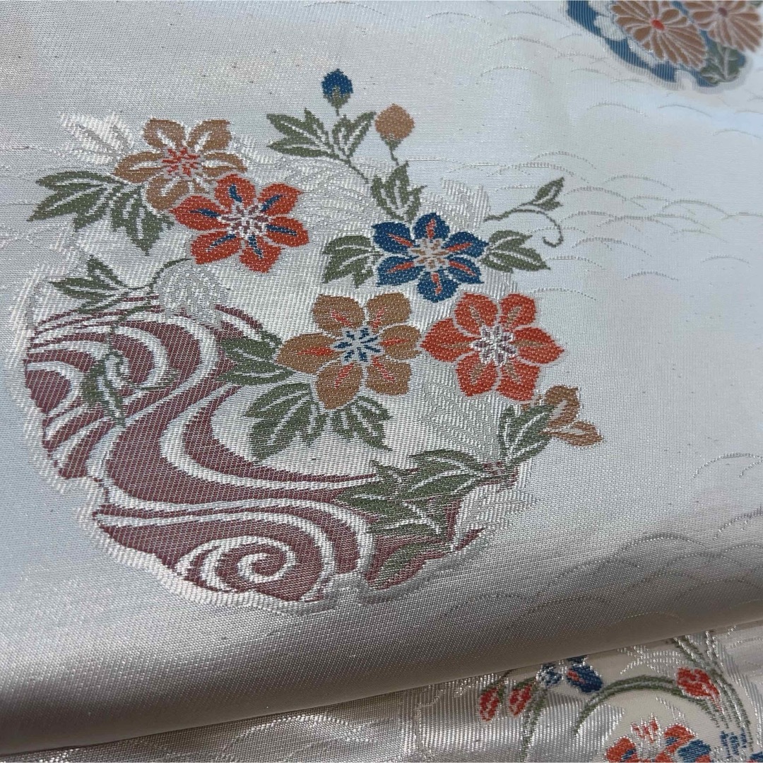 名古屋帯　白地　銀糸 レディースの水着/浴衣(帯)の商品写真