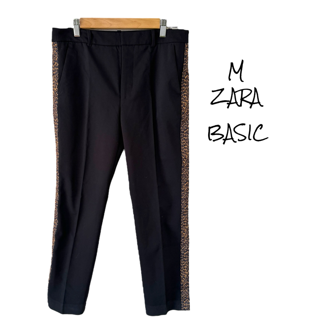 ZARA(ザラ)の【ZARA BASIC】ロングテーパードレオパードヒョウ柄/ストレッチ/黒/M レディースのパンツ(その他)の商品写真