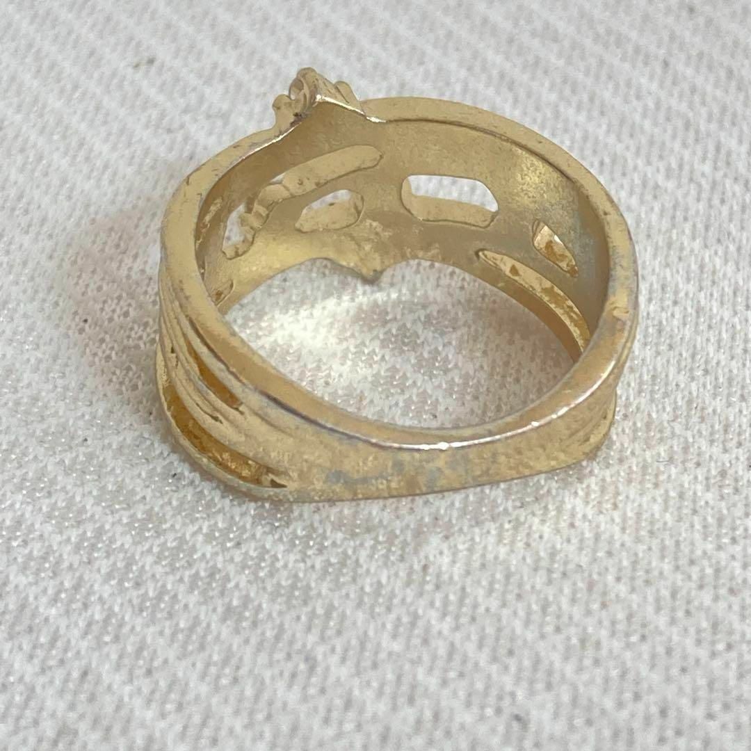 VINTAGE(ヴィンテージ)の指輪　リング　14号　内径17mm　クリスタル　アクセサリー ゴールド　 金 レディースのアクセサリー(リング(指輪))の商品写真