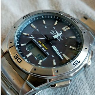 カシオ(CASIO)のCASIO カシオ ウェーブセプター WVA-470 ソーラー電波腕時計 箱保付(腕時計(アナログ))