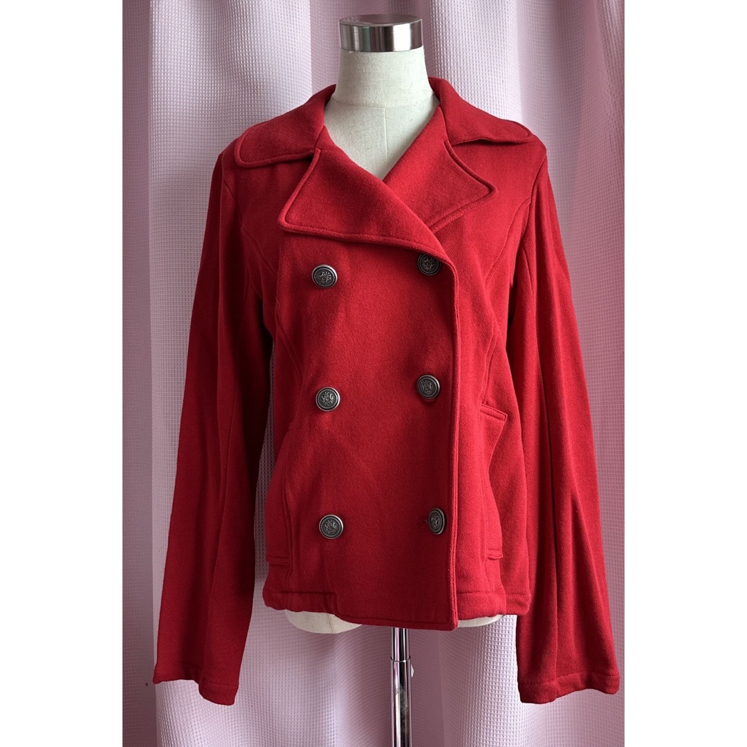 Pコート アウター スウェット 赤 レッド レディースのジャケット/アウター(ピーコート)の商品写真