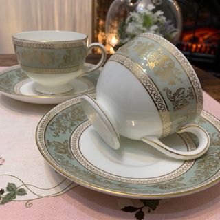 ウェッジウッド(WEDGWOOD)のウェッジウッド  コロンビア　セージグリーン  リー　カップ＆ソーサー　2客(食器)