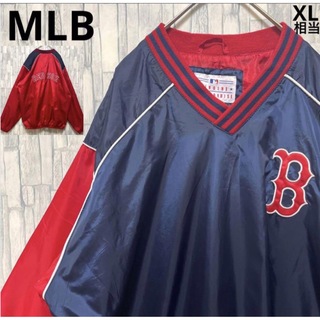 MLB - MLB ボストンレッドソックス ナイロンジャケット プルオーバー 刺繍ロゴ L