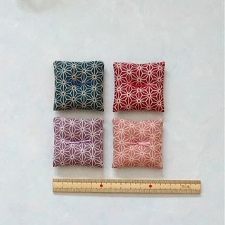 ミニ座布団 置物用 麻の葉(小) 4個セット ハンドメイド(インテリア雑貨)