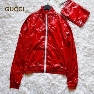 Gucci - 美品✨グッチ　ナイロンジャケット　シェリーライン　GG レッド　M 収納袋付