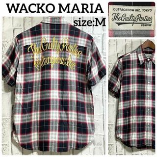 ワコマリア(WACKO MARIA)のWACKO MARIAワコマリア　オンブレーチェック半袖シャツ　M 刺繍ロゴ(シャツ)