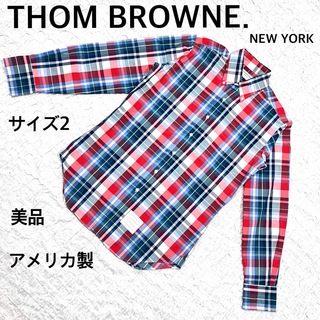 トムブラウン(THOM BROWNE)の美品　THOM BROWNE. トムブラウン　長袖チェックシャツ　サイズ2(シャツ)