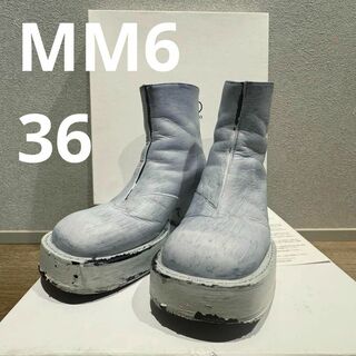MM6 Maison Margiela ペンキ　バックジップ レザーブーツ 36(ブーツ)