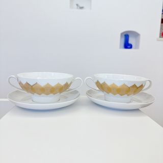 ローゼンタール(Rosenthal)のローゼンタール ロータス スープカップ＆ソーサー 2客セット ゴールド 金彩 2(食器)