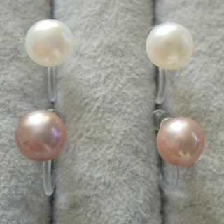 261 淡水真珠イヤリング 2色セット 白 ホワイト ピンク系 本真珠(イヤリング)