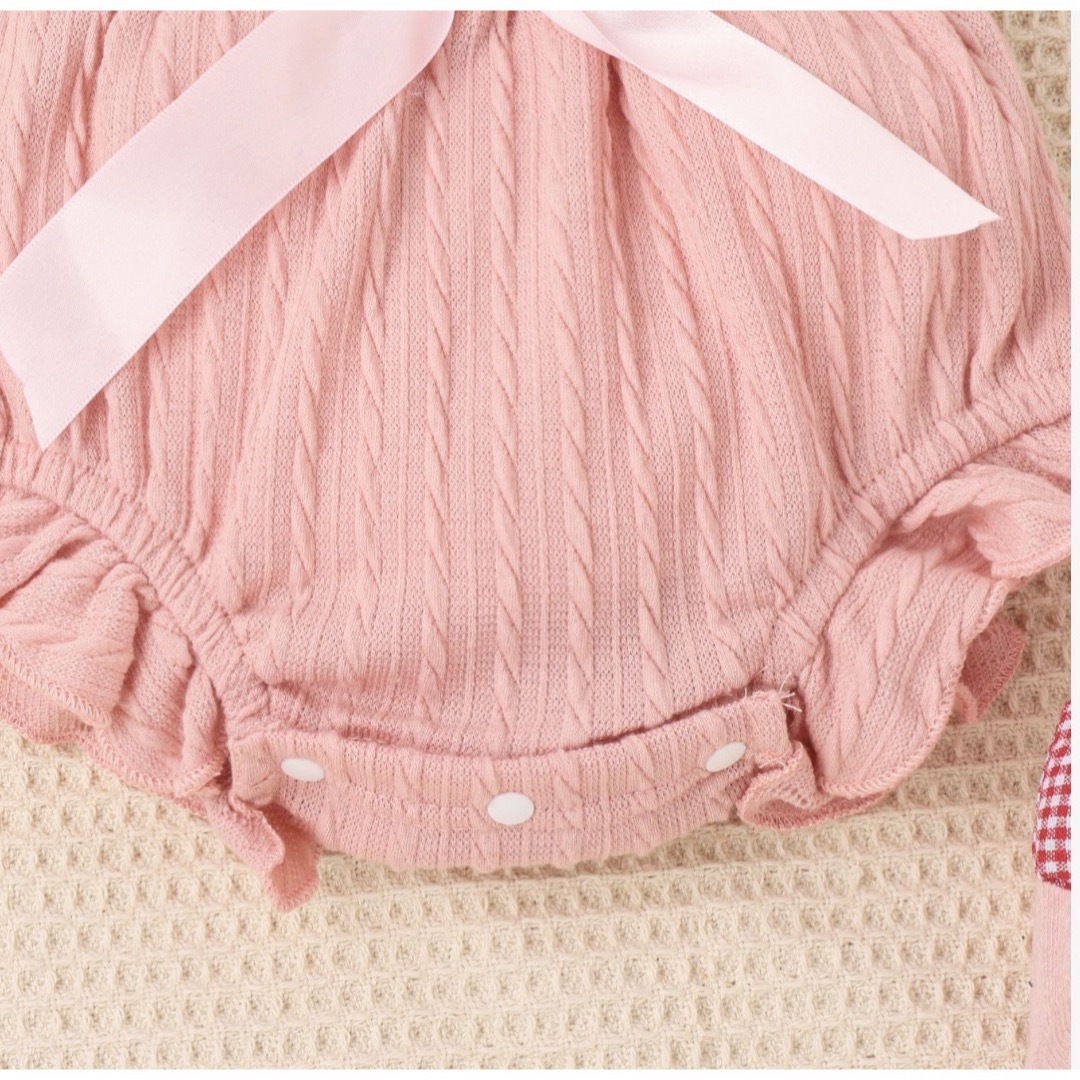 ロンパース　女の子　レース　リボン　オシャレ　可愛い　ピンク　70 キッズ/ベビー/マタニティのベビー服(~85cm)(ロンパース)の商品写真