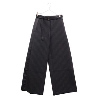 サカイ(sacai)のSacai サカイ 23AW CHALK STRIPE BONDING PANTS チョークストライプボンディングパンツ サイドラインベルテッドワイドパンツ ブラック 23‐06994(その他)