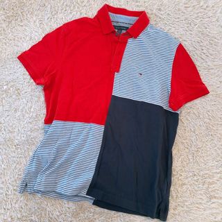 TOMMY HILFIGER - 美品♡ トミーヒルフィガー　ポロシャツ　半袖　パッチワーク風　バイカラー