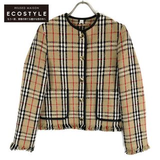 バーバリー(BURBERRY)のバーバリー 【新品同様/国内正規】8065309 ヴィンテージチェック ノーカラー フリンジ IT:36(ノーカラージャケット)