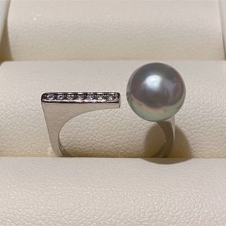 アコヤ真珠指輪　無調色ナチュラルグレーパールリング(リング(指輪))