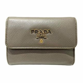 プラダ(PRADA)のPRADA プラダ 三つ折り財布 1MH025 サフィアーノメタル レザー グレー×ブルー マルチカラー レディース コンパクト 【良品】 U2311K663SE(財布)