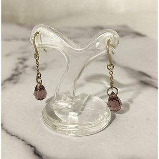 ピアス シンプル ドロップ フック金具 クリアパープル(ピアス)