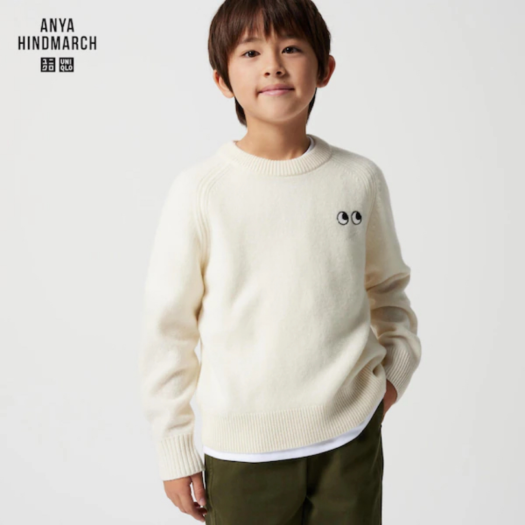 UNIQLO(ユニクロ)のプレミアムラムクルーネックセーター（長袖） キッズ/ベビー/マタニティのキッズ服女の子用(90cm~)(ニット)の商品写真