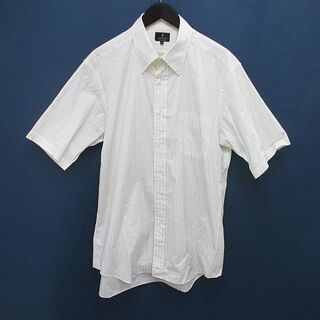 ランバン(LANVIN)のランバン ストライプ柄 半袖 シャツ ボタンダウン 43 ホワイト 胸ポケット(シャツ)