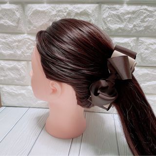 送料無料【バイカラーリボンクリップ】ヘアアクセ　可愛い　上品　高見え(バレッタ/ヘアクリップ)