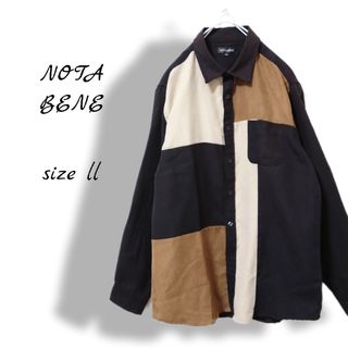 ノータベネ(NOTA BENE)のシャツ　メンズ　長袖　無地　オーバーサイズ　ゆるだぼ　ブラウン　黒　上品(シャツ)