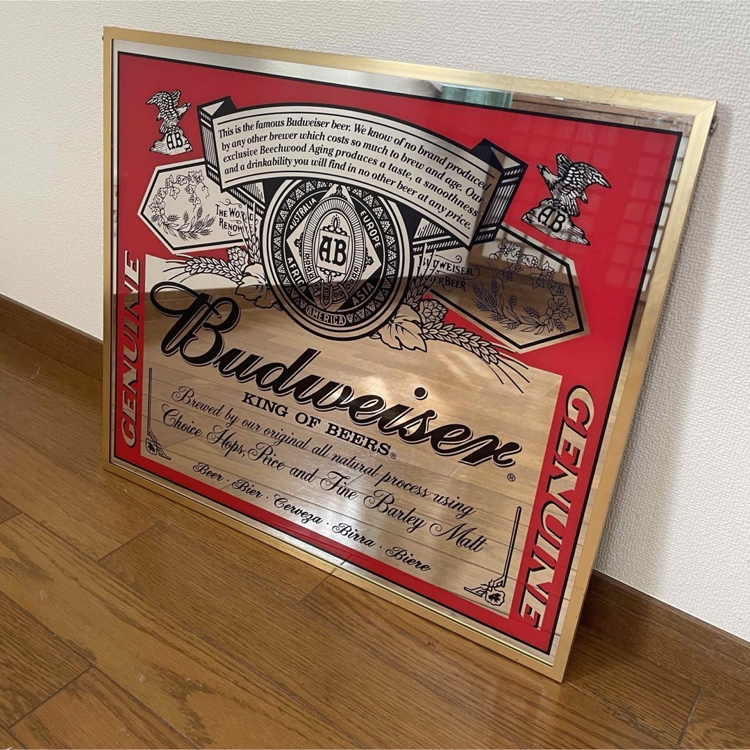 【希少】Budweiser バドワイザー パブミラー ヴィンテージ 入手困難 インテリア/住まい/日用品のインテリア小物(壁掛けミラー)の商品写真