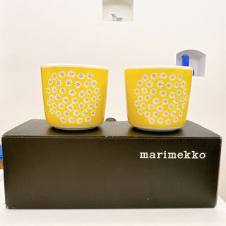 マリメッコ(marimekko)の新品未使用 マリメッコ プケッティ ラテマグ ペア marimekko イエロー(グラス/カップ)