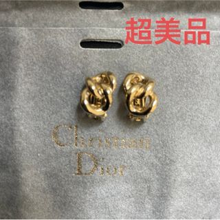 クリスチャンディオール(Christian Dior)のChristian Dior リボンモチーフイヤリング　ゴールドカラー　超美品(イヤリング)