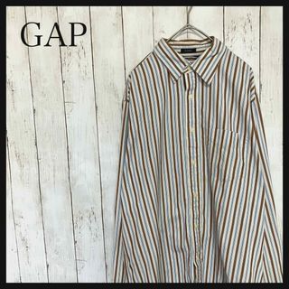 ギャップ(GAP)のギャップGAP 長袖ストライプシャツ00sマチ付ダメージ Z1124(シャツ)