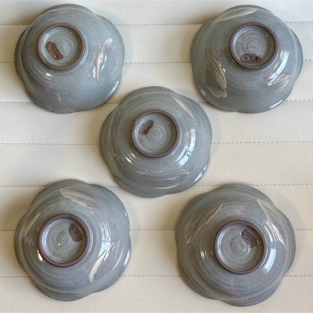 美濃焼 - 三洋陶器 龍峰窯 つみき 輪花鉢 5枚セット 小鉢 刷毛 美濃焼 - 三洋陶器 龍峰窯 つみき 輪花鉢 5枚セット 小鉢 刷毛