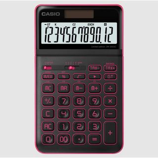 電卓　CASIO　カシオ　ブラック　ネオン　ピンク　限定　ジャストタイプ