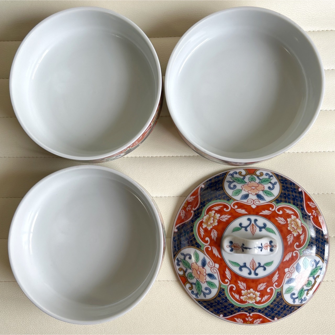 美濃焼 - 前畑陶器 庫山窯 元禄染錦 三段重 古伊万里 色絵 蓋 美濃焼 - 前畑陶器 庫山窯 元禄染錦 三段重 古伊万里 色絵 蓋