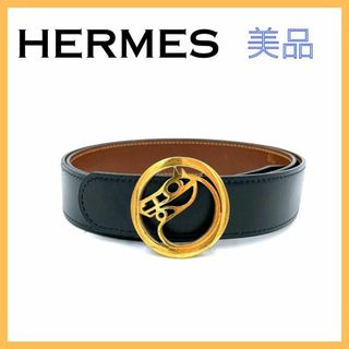 エルメス(Hermes)のエルメス ホースバックル ベルト メンズ レディース ブラック 黒 ブランド(ベルト)