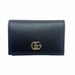 グッチ(Gucci)のGUCCI グッチ GGマーモント　ダブルG　カードケース レザー　ブラック　レッド　黒　赤　739525　ミニ　レディース　メンズ(名刺入れ/定期入れ)