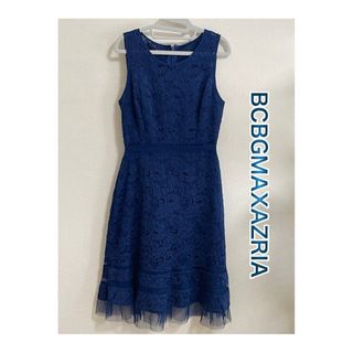 ビーシービージーマックスアズリア(BCBGMAXAZRIA)の【美品】BCBG MAXAZRIA　ノースリーブレースワンピース　サイズ02(ひざ丈ワンピース)