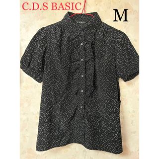 シーディーエスベーシック(C.D.S BASIC)の★美品★ CDS BASIC 黒ドットブラウス　M(シャツ/ブラウス(半袖/袖なし))