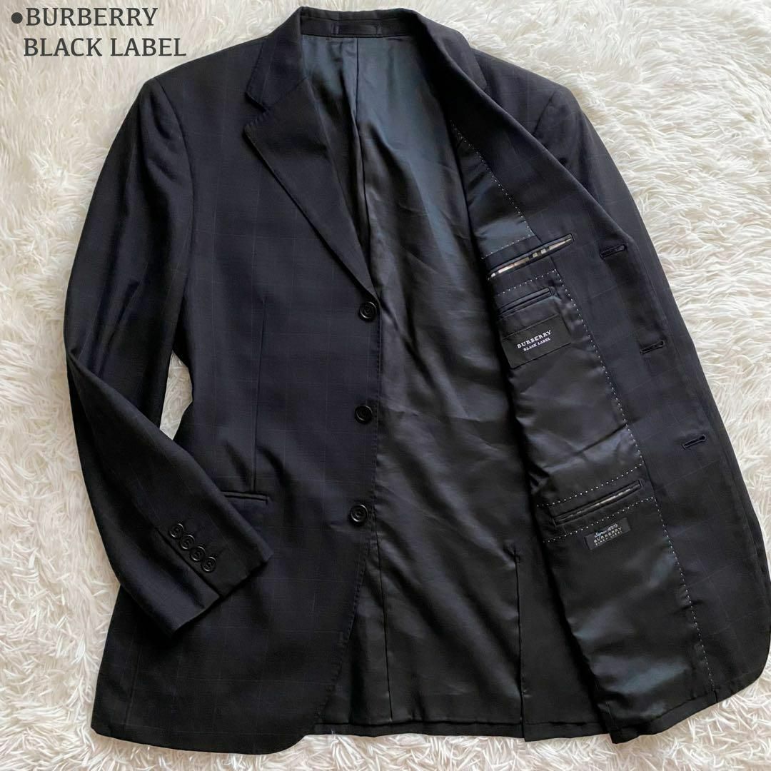 BURBERRY BLACK LABEL(バーバリーブラックレーベル)の美品 バーバリーブラックレーベル 高級ラムウール チェック テーラードジャケット メンズのジャケット/アウター(テーラードジャケット)の商品写真