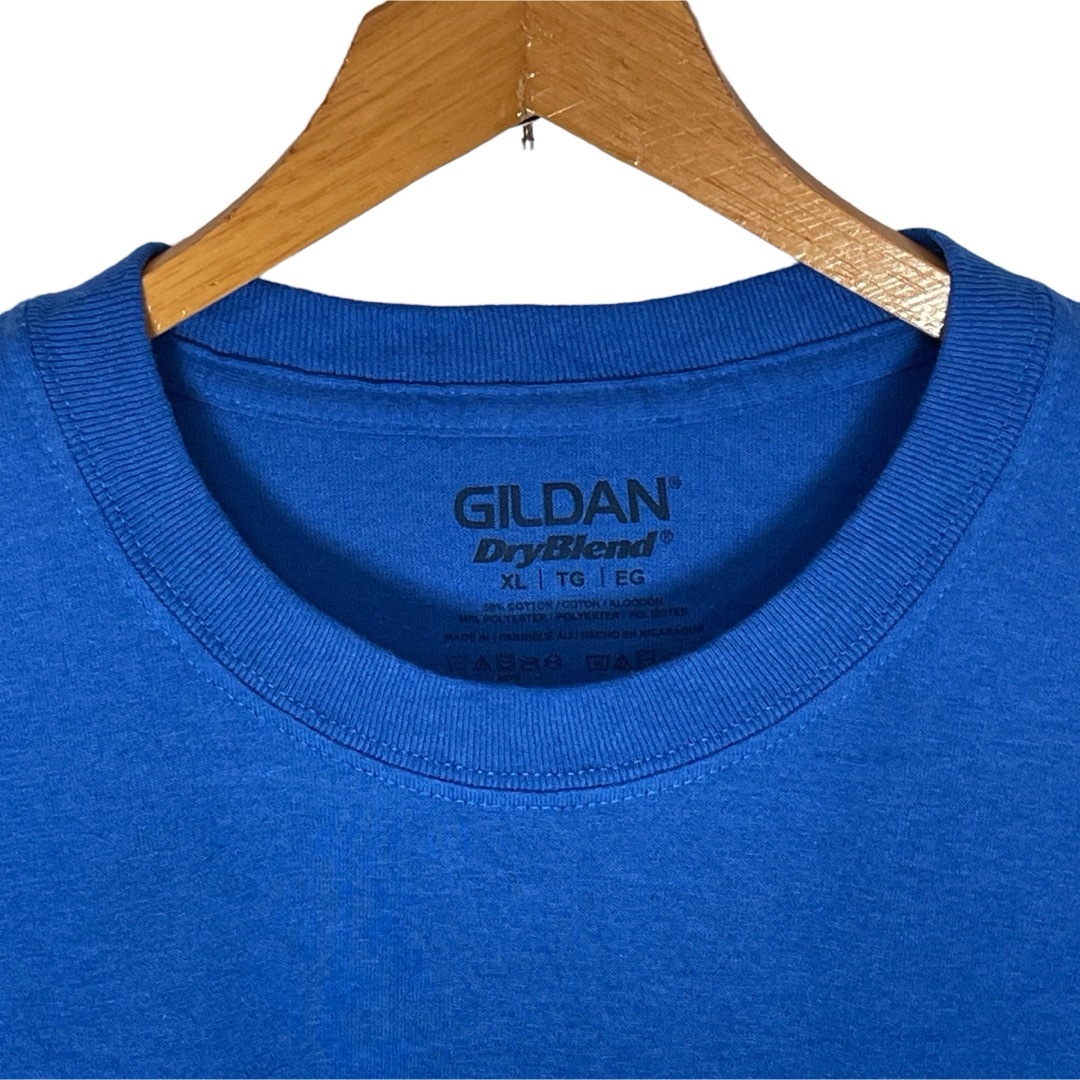 GILDAN(ギルタン)のUS古着 ギルダン クールネック プリント 半袖Tシャツ XLブルー 青  メンズのトップス(Tシャツ/カットソー(半袖/袖なし))の商品写真