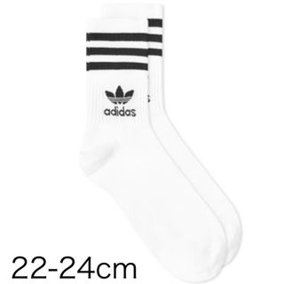 オリジナルス(Originals（adidas）)の新品　アディダス　22-24cm ソリッド　ミッドクルーソックス　白1足セット(ソックス)