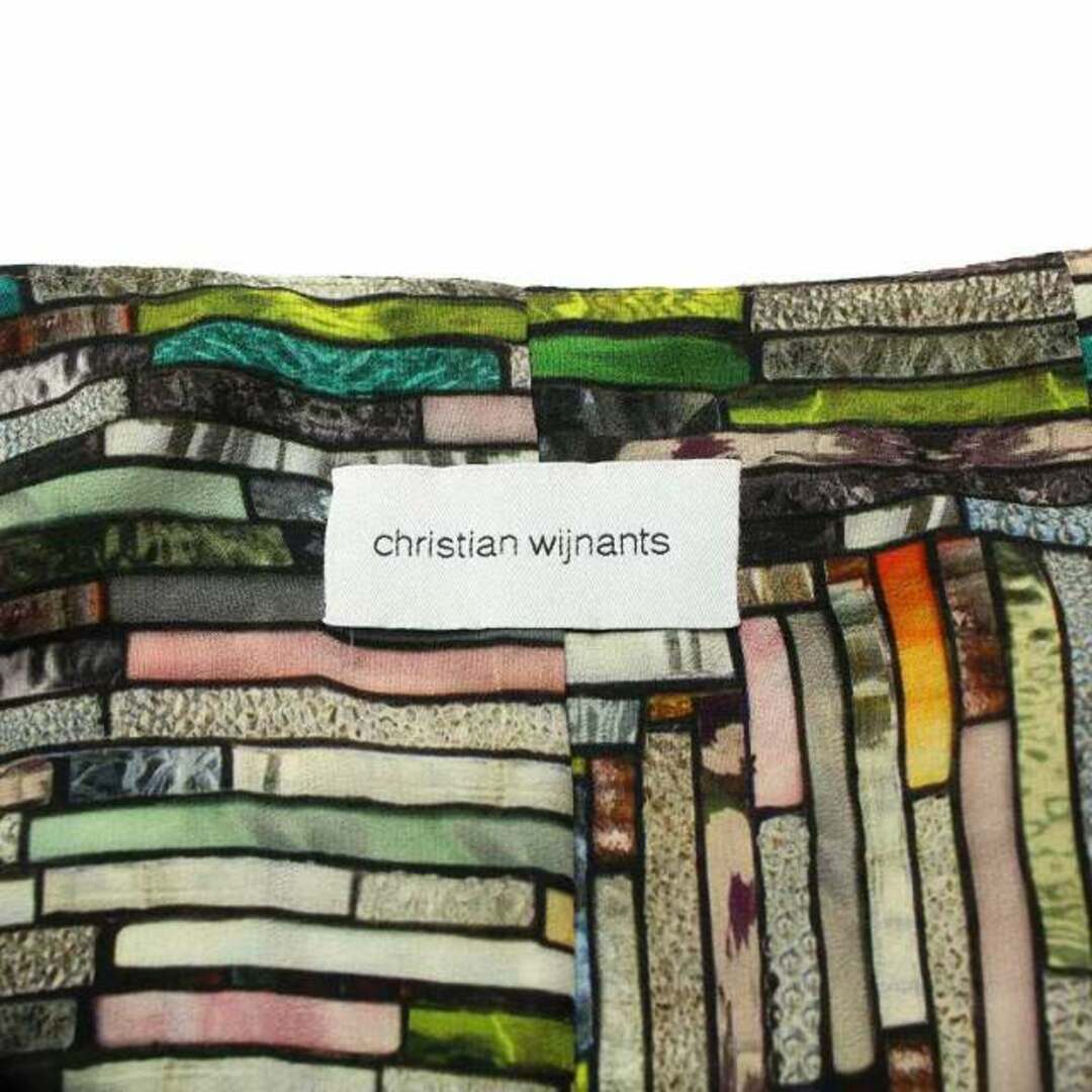 クリスチャン ワイナンツ フレアスカート ウエストリボン 絹 36 S 緑 レディースのスカート(ひざ丈スカート)の商品写真