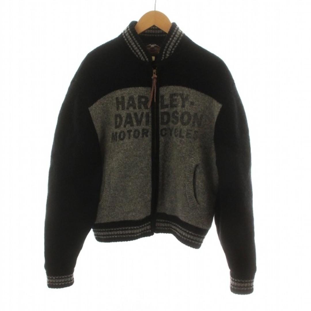 Harley Davidson(ハーレーダビッドソン)のHARLEY DAVIDSON ニットジャケット ブルゾン ジップアップ M 黒 メンズのジャケット/アウター(ブルゾン)の商品写真