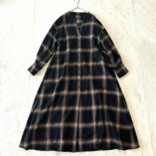 ペンドルトン(PENDLETON)の【希少】 ペンドルトン チェックシャツワンピース オーバーサイズ バンドカラー(ロングワンピース/マキシワンピース)