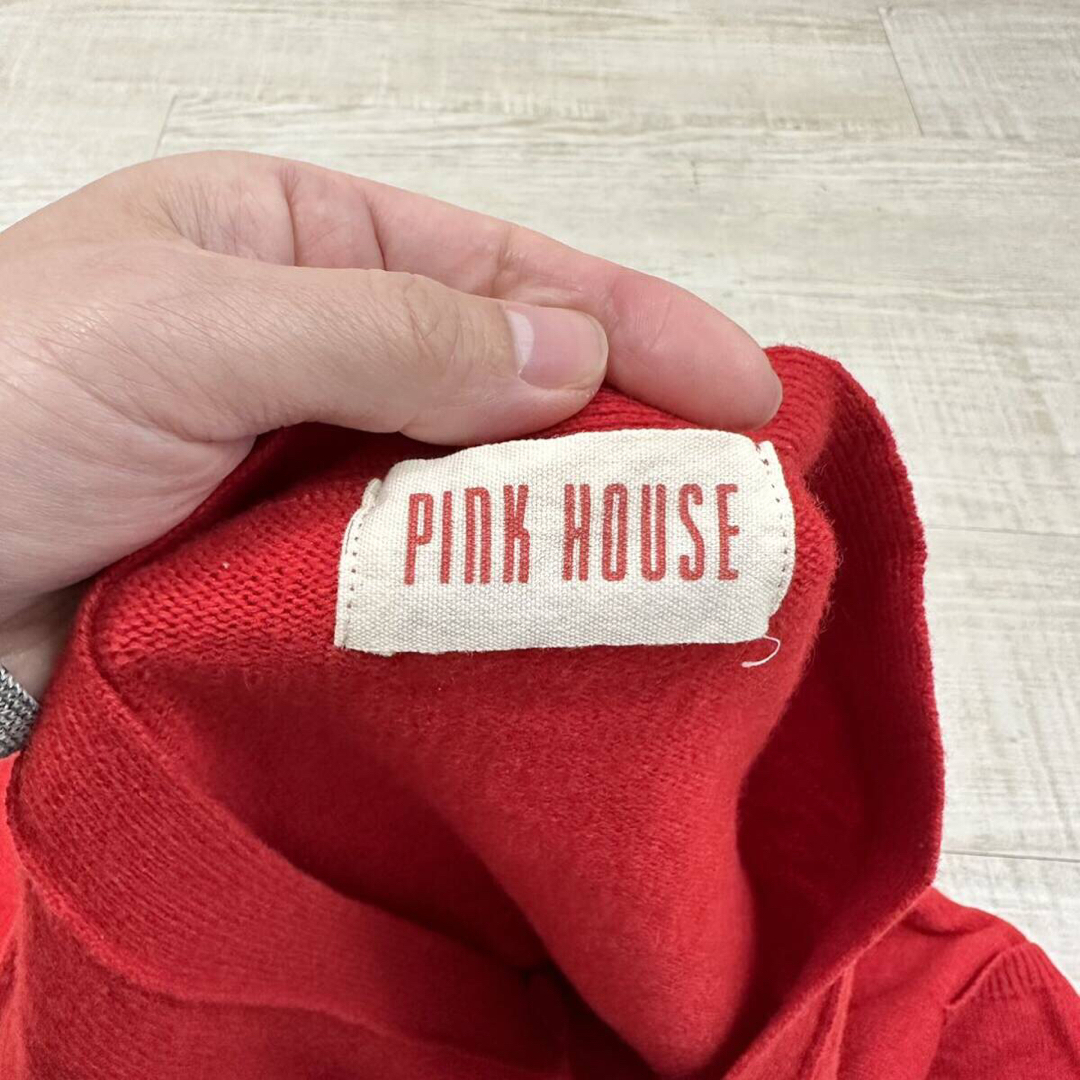 PINK HOUSE(ピンクハウス)のPINK HOUSE ロゴ ウール カーディガン レッド 系 サイズ FREE レディースのトップス(カーディガン)の商品写真