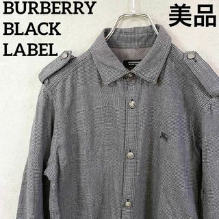 バーバリーブラックレーベル(BURBERRY BLACK LABEL)の【美品✨】☆バーバリーブラックレーベル☆シャツ☆ロゴボタン☆Mサイズ☆グレー☆(シャツ)