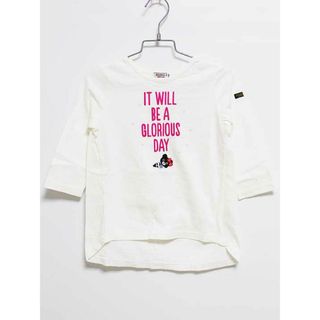 ミキハウス(mikihouse)の‡ミキハウスダブルB/MIKIHOUSE DOUBLE.B‡110cm 長袖Tシャツ/長袖カットソー/ロンT 白系 八分袖【中古】子供服 キッズ kids 女の子 春 tops 612042(Tシャツ/カットソー)