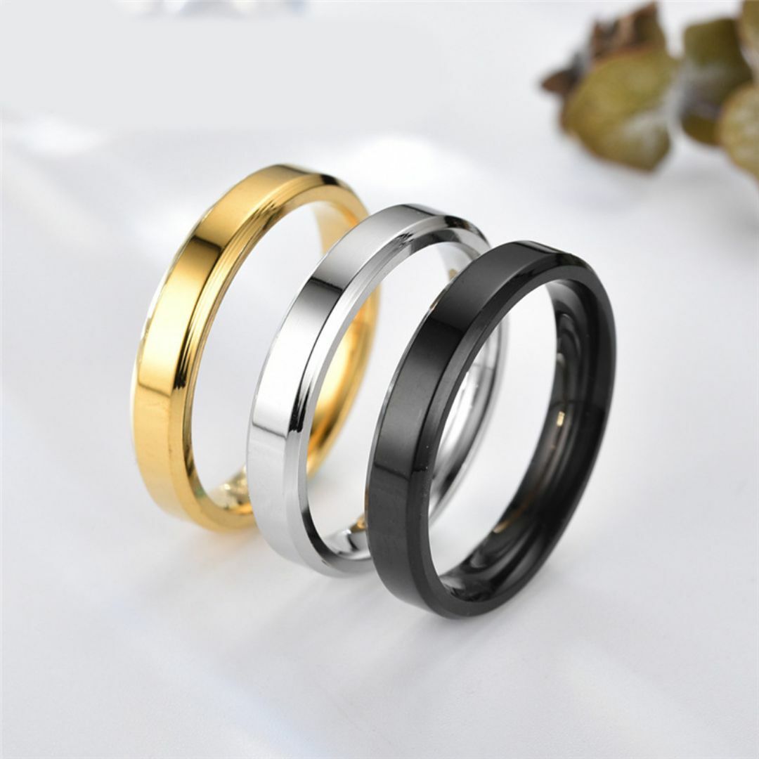 NO.09 指輪 幅4mm ステンレスリング シンプルデザイン ブラック レディースのアクセサリー(リング(指輪))の商品写真