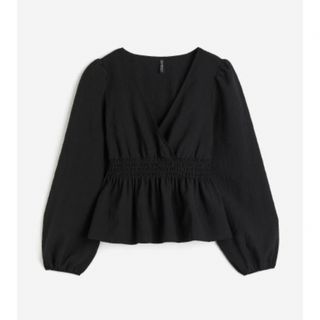 エイチアンドエム(H&M)のパフスリーブクレープブラウス(シャツ/ブラウス(半袖/袖なし))