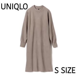 ユニクロ(UNIQLO)のユニクロ＊スフレヤーンワンピース＊ ベージュ＊S(ひざ丈ワンピース)