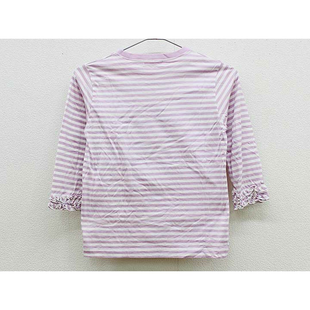 familiar(ファミリア)の【春物 新入荷!】▼ファミリア/familiar▼150cm 長袖Tシャツ/長袖カットソー/ロンT  薄紫×白×青系 七分袖【中古】 子供服 キッズ ジュニア 女の子 春 tops 123042 キッズ/ベビー/マタニティのキッズ服女の子用(90cm~)(Tシャツ/カットソー)の商品写真